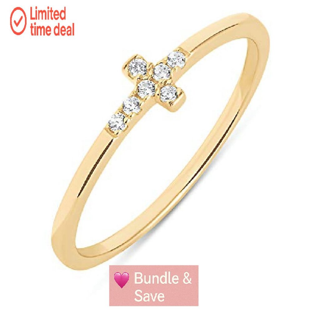 925 Sterling Silver Stackable Cross Ring Size 6 F… - image 2